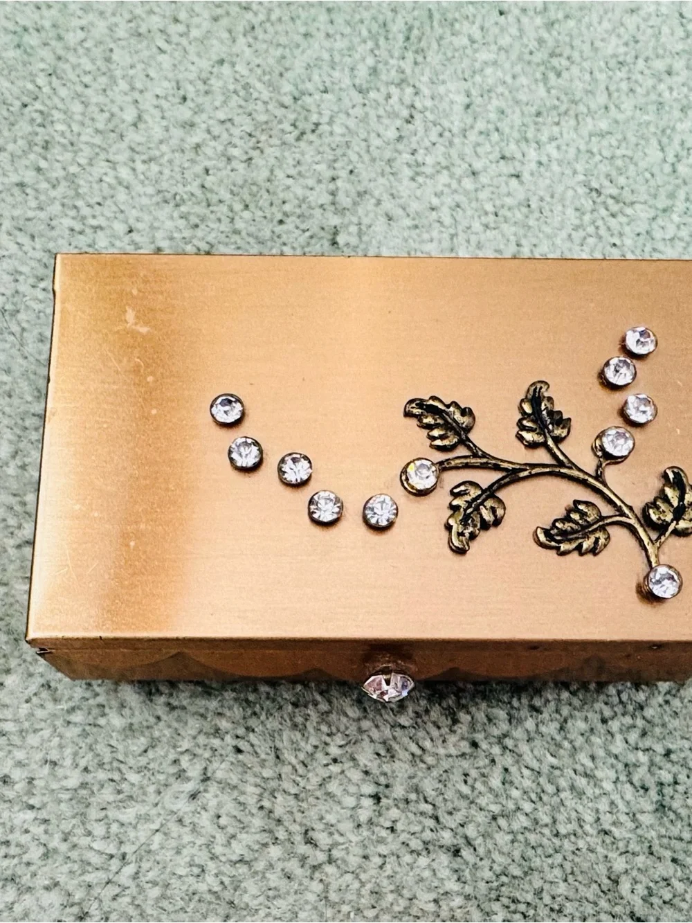 Vintage Floral Gold Tone Jewelry Box